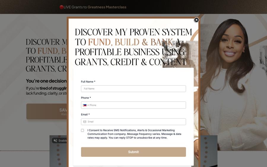 Her pop-up form